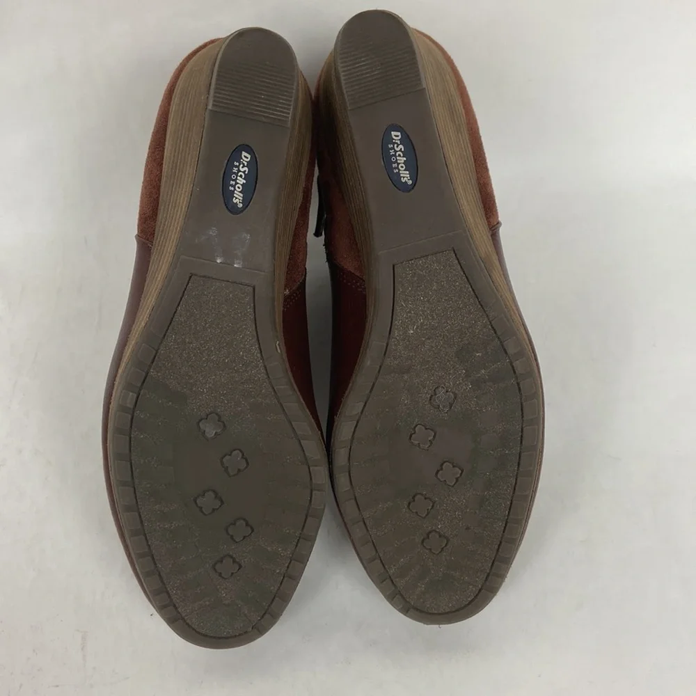 Dr. Scholls Cool Fit Memory Foam Double Vegan Leather Faux Suede Wedge Bootie